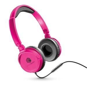 Pink Foldable Over-Ear Headphones with Microphone