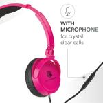 Pink Foldable Over-Ear Headphones with Microphone