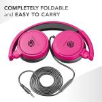 Pink Foldable Over-Ear Headphones with Microphone
