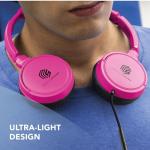 Pink Foldable Over-Ear Headphones with Microphone