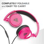 Pink Foldable Over-Ear Headphones with Microphone