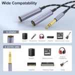 1/4" TRS Splitter Cable - Dual Output Y Adapter