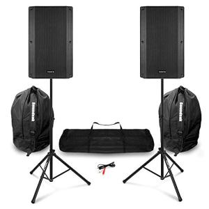 VONYX VSA120S 12" Active DJ Speakers with Stands