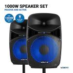 Vonyx VPS152A Active Bluetooth Speaker System Bundle