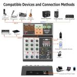 Aveek 4-Channel Bluetooth Audio Mixer with Effects