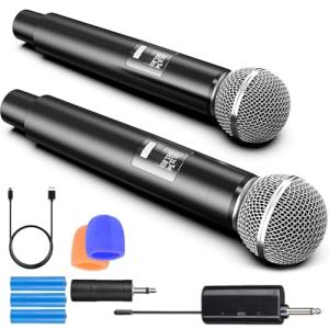 RUOVXWU Portable Dual Handheld Wireless Microphones