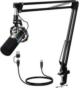 MAONO RGB Dynamic Microphone Set with Boom Arm