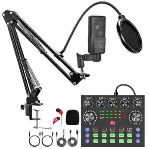 KoolMika Podcast Equipment Bundle with DJ Mixer