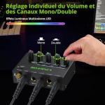 LiNKFOR 4 Channel Mini Audio Mixer with RGB Lights