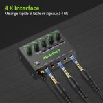 LiNKFOR 4 Channel Mini Audio Mixer with RGB Lights