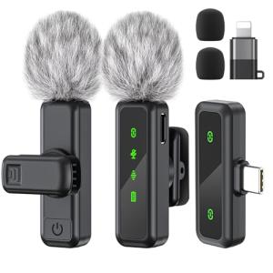 Jubolion Wireless Lavalier Mic for iPhone & Android