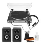 Audio-Technica turntable with headphones and speakers