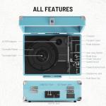 Bluetooth Portable Vinyl Turntable with Speakers