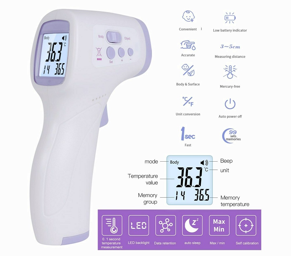 Medical Infrared Digital Thermometer - Non-Contact Forehead