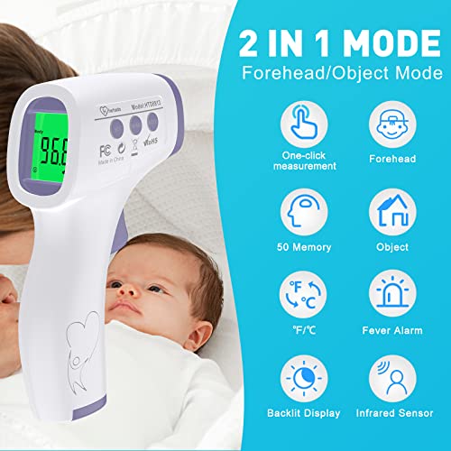 2-in-1 No Touch Infrared Thermometer with Fever Alarm