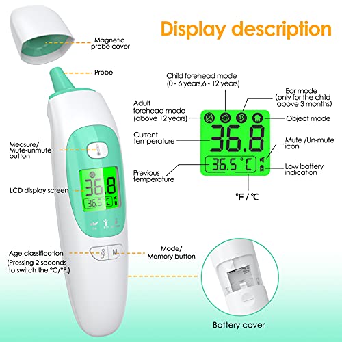 KKmier Infrared Thermometer: Ear & Forehead, Non-contact