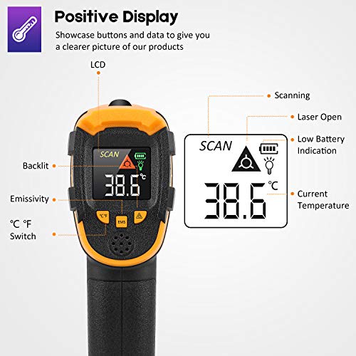 Color Display Infrared Thermometer with Meat Probe