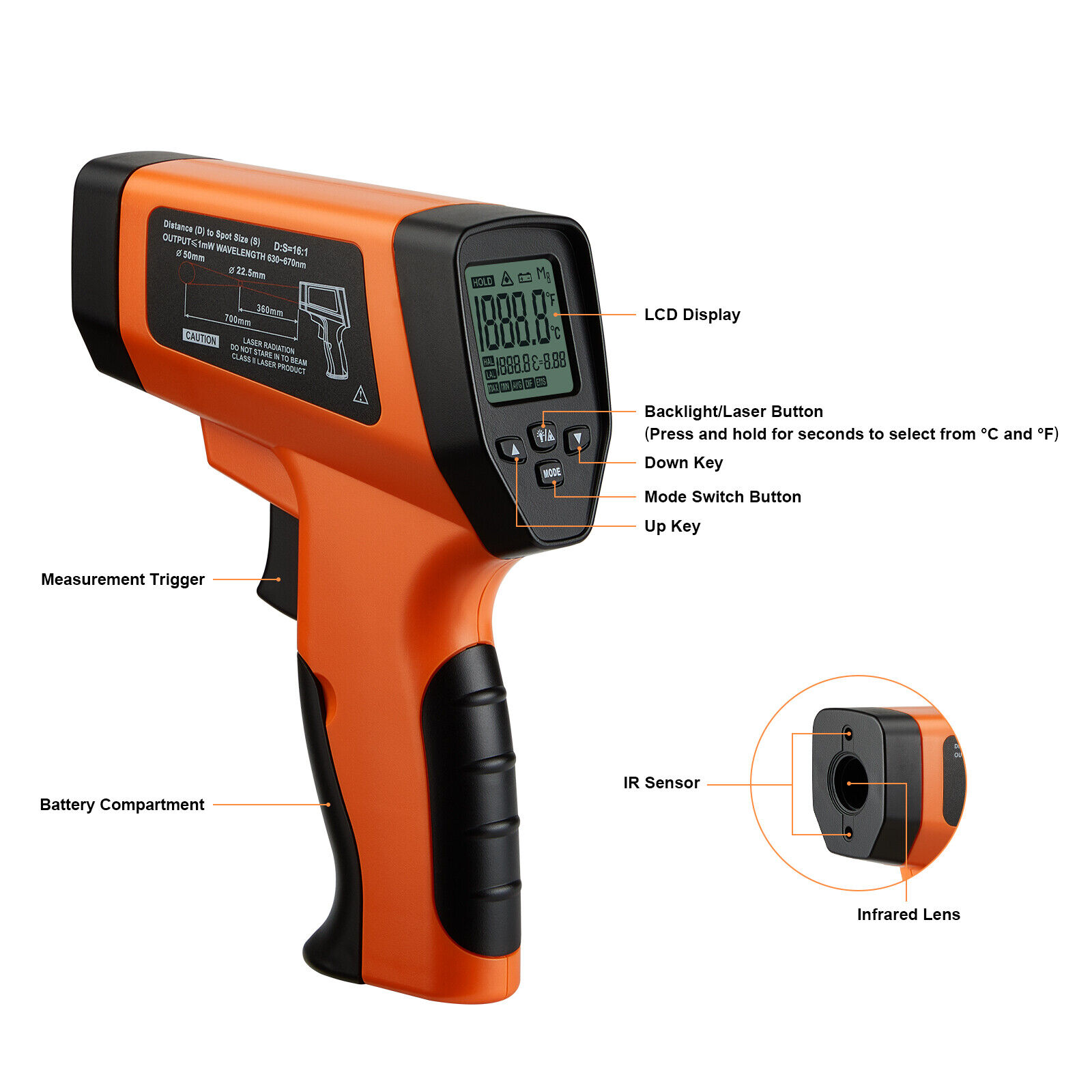 Dual Laser Infrared Thermometer with UK Plug