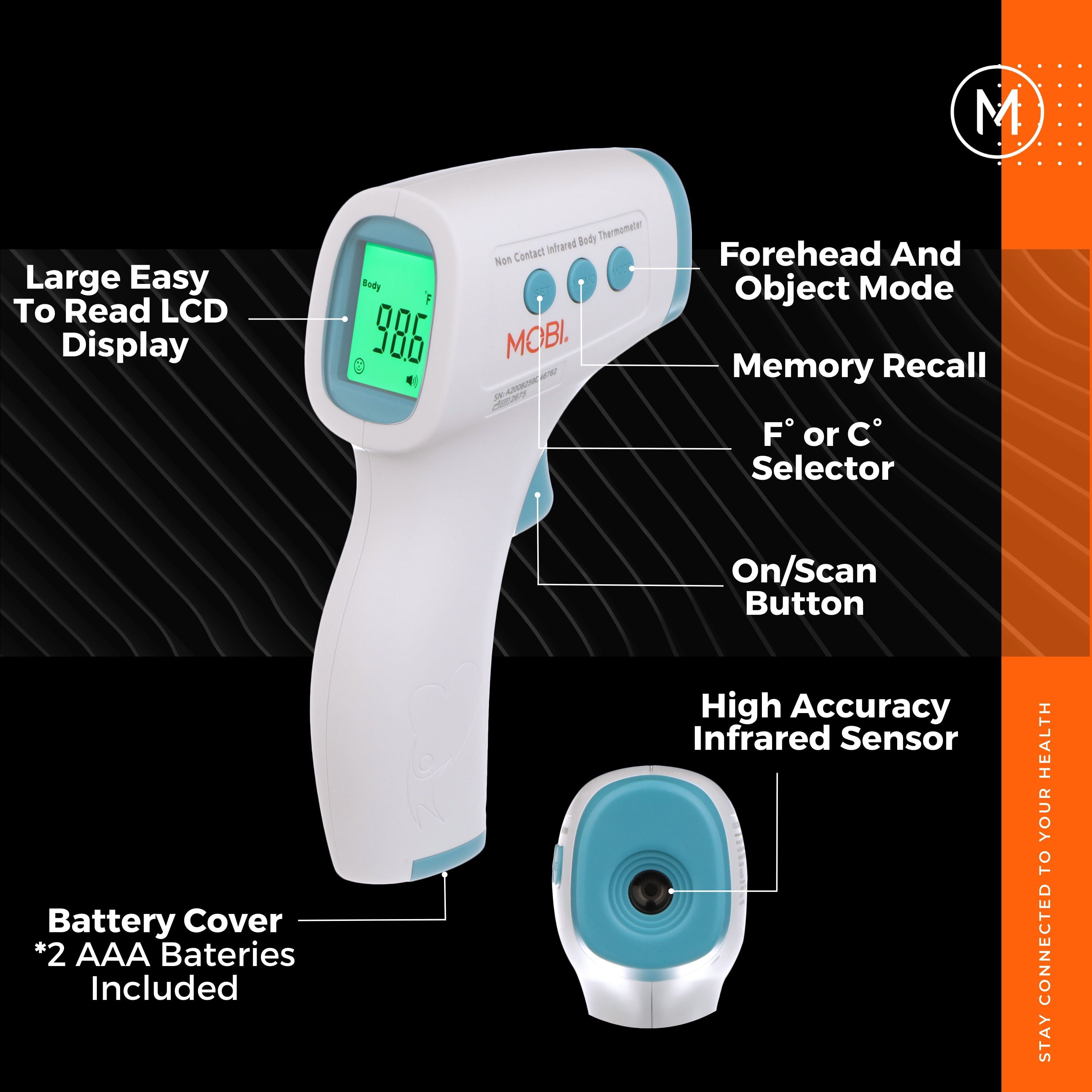Non-Contact Infrared Forehead Thermometer with Fever Indicators