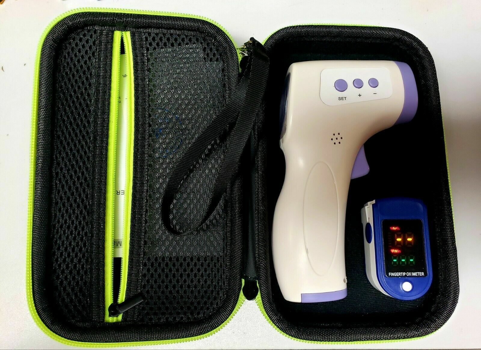 Infrared Thermometer + Oximeter Set with Case