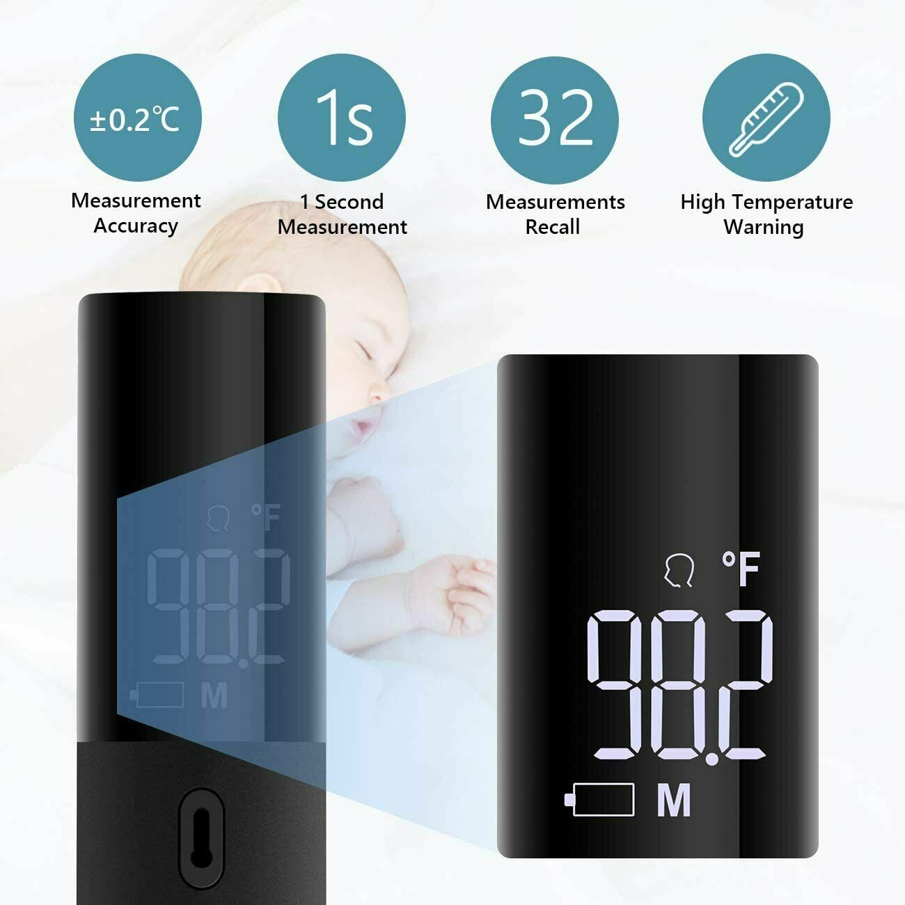 Touch-Free Digital IR Forehead Thermometer for Adults
