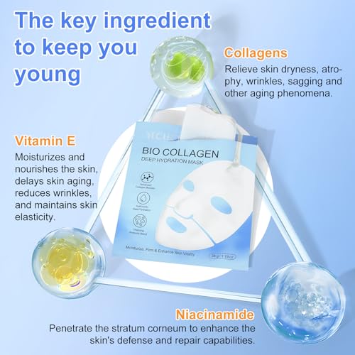 Hydrating Collagen Mask for Youthful Skin, 6 Pack