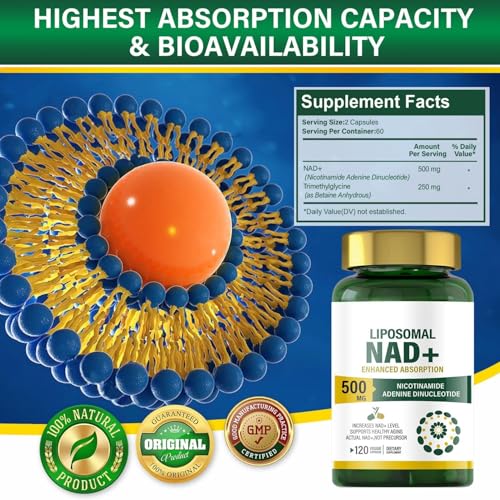 Liposomal NAD+ 500mg Capsules for Anti-Aging