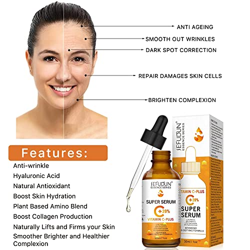 20% Vitamin C Serum with Hyaluronic Acid for Anti-Aging