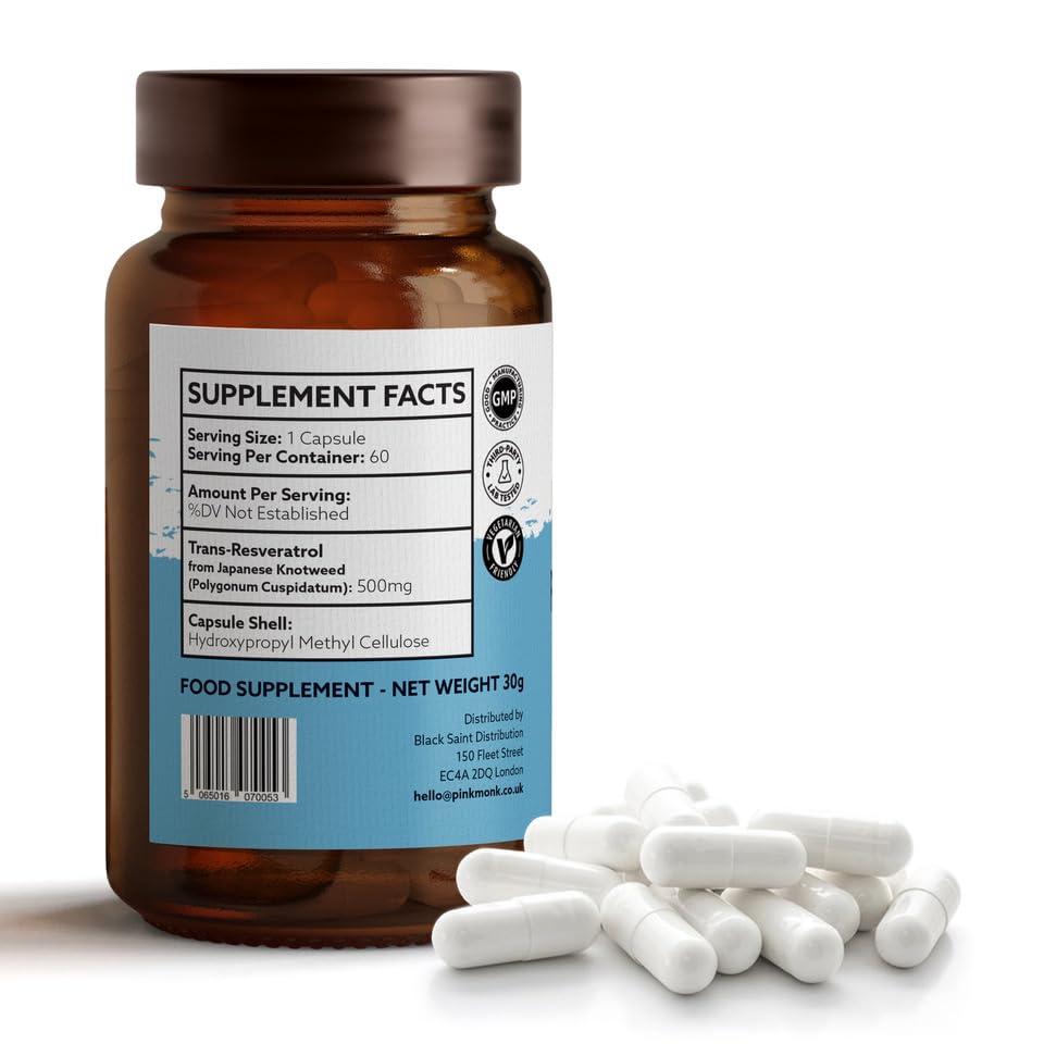 PINK MONK Trans-Resveratrol - 60 Vegan Tablets