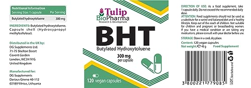 BHT 300mg Vegan Capsules for Anti-Aging Support