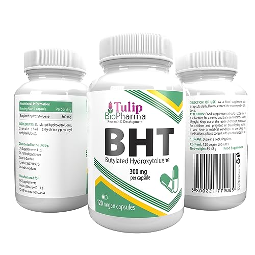 BHT 300mg Vegan Capsules for Anti-Aging Support