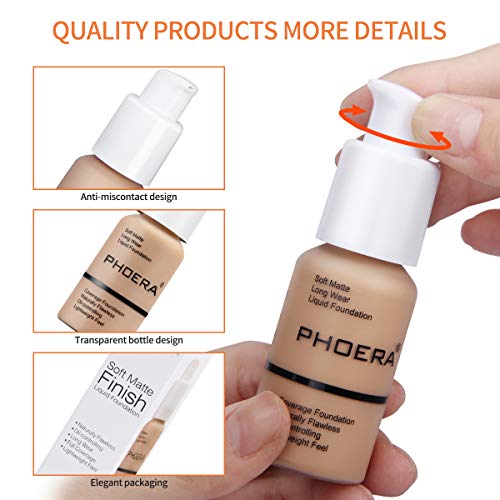 PHOERA Matte Liquid Foundation - Full Coverage, 30ml