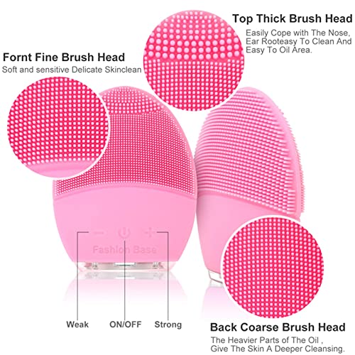 Silicone Ultrasonic Facial Cleansing Brush - Pink