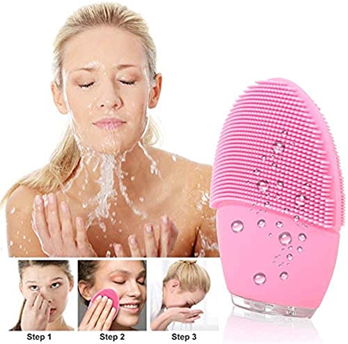 Silicone Ultrasonic Facial Cleansing Brush - Pink