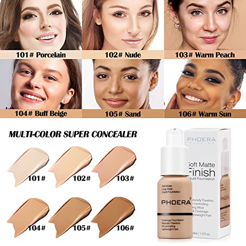 PHOERA Full Coverage Matte Foundation with Brush