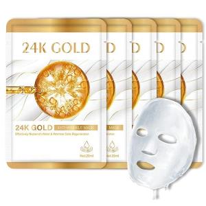 24K Gold Anti-Aging Sheet Mask Set, 5 Pack