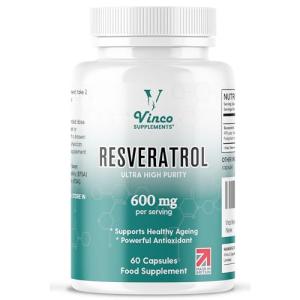 Vinco Resveratrol Antioxidant Supplement – 600mg Capsules