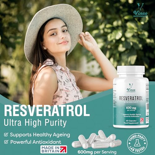 Vinco Resveratrol Antioxidant Supplement – 600mg Capsules