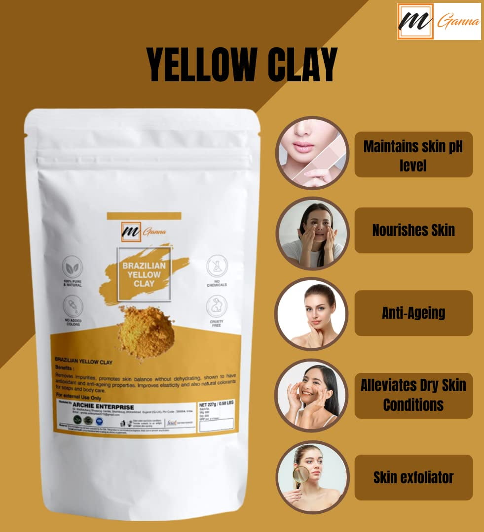 Natural Brazilian Yellow Clay Powder for Anti-Aging
