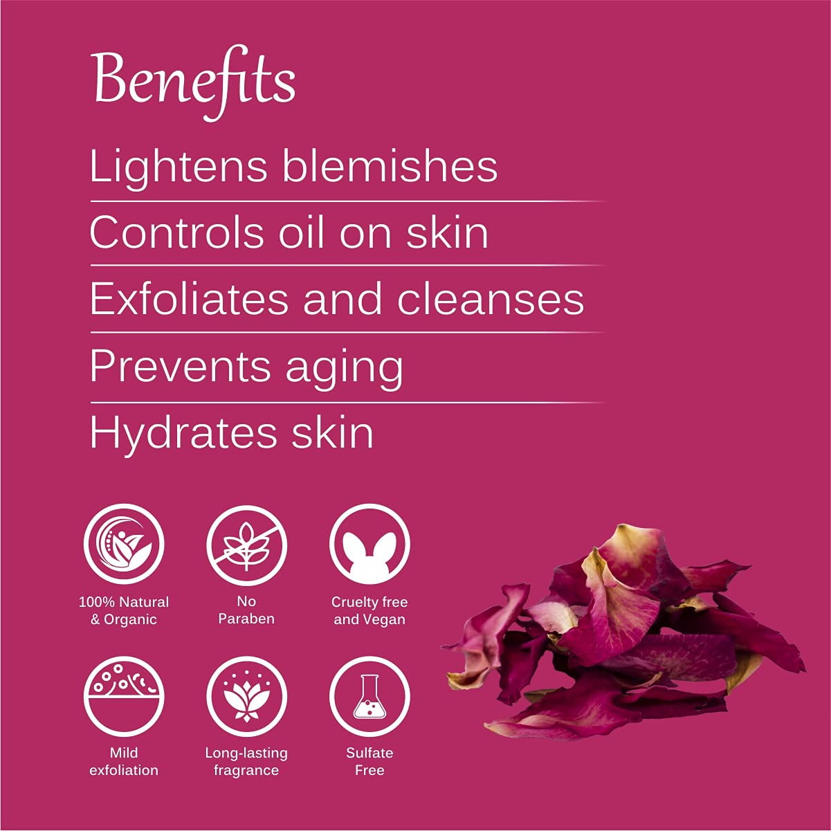 Vedic Naturals Rose Petal Powder for Youthful Skin