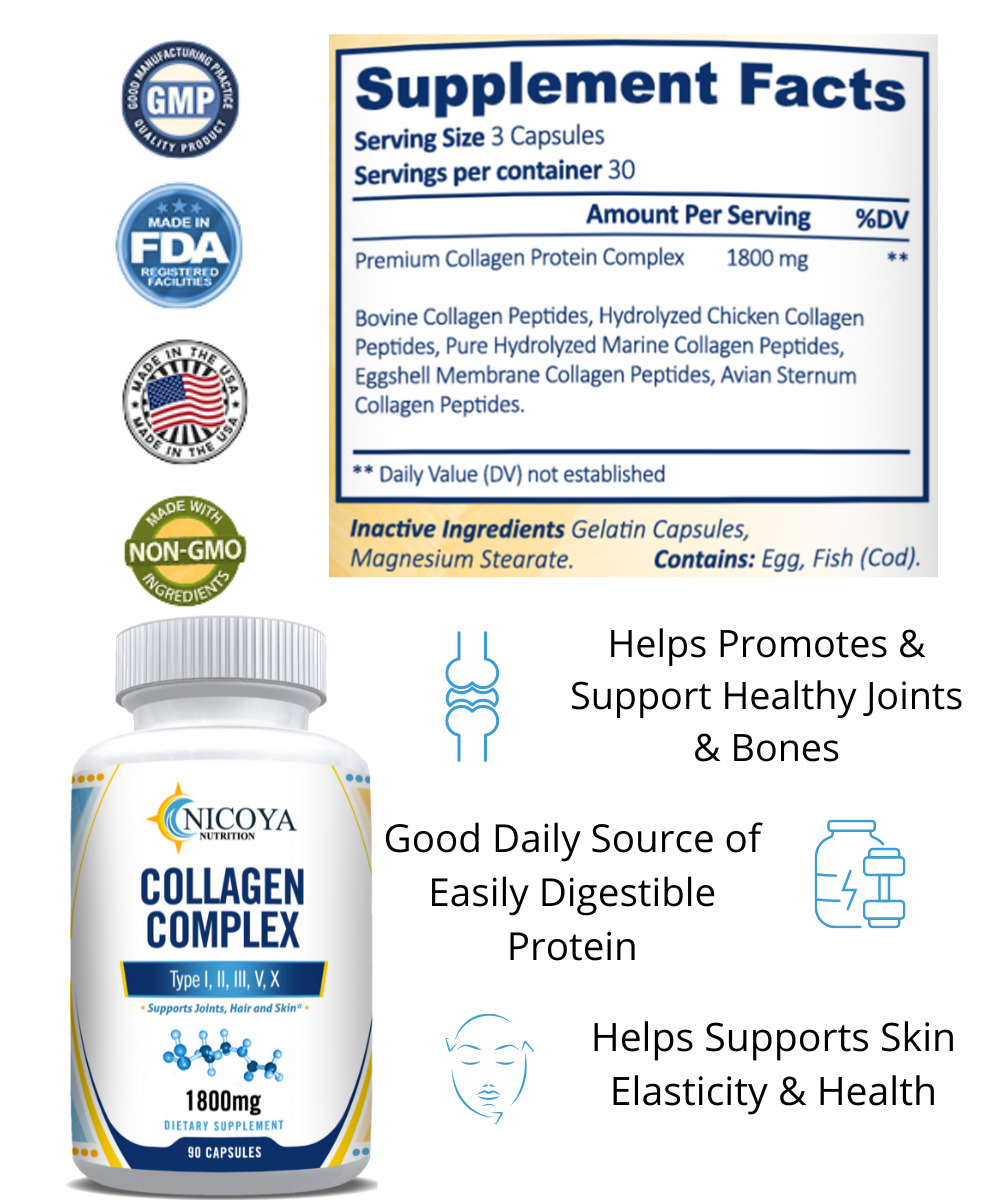 Hydrolyzed Collagen Peptides Pills 1800mg - 2 Pack