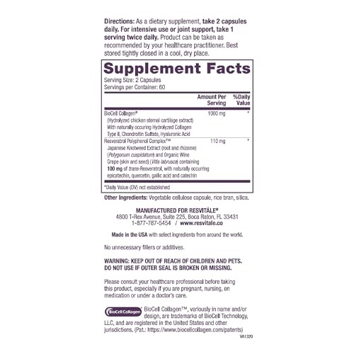 ResVitale Collagen Enhance Anti-Aging Supplement Capsules