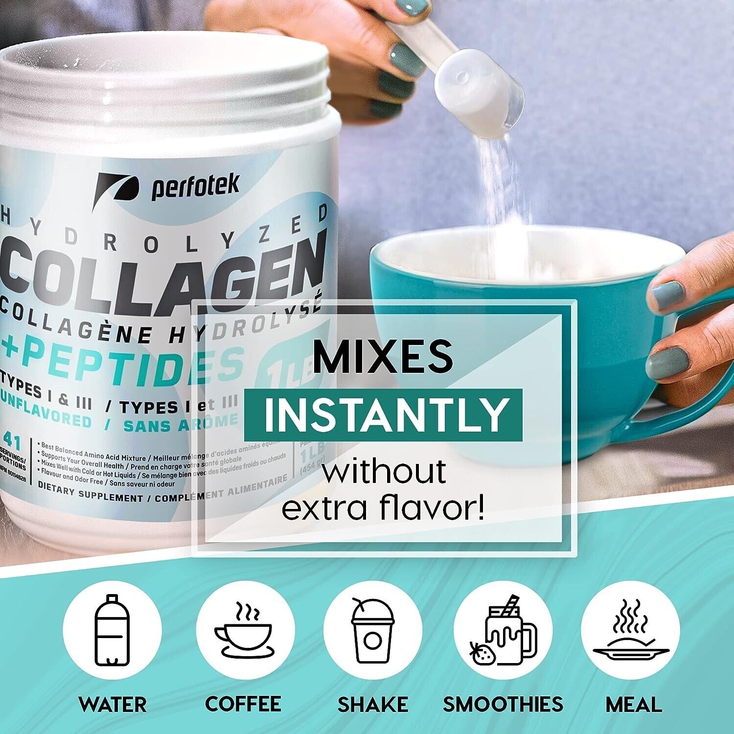 Hydrolyzed Collagen Peptides Powder 2lb Unflavored