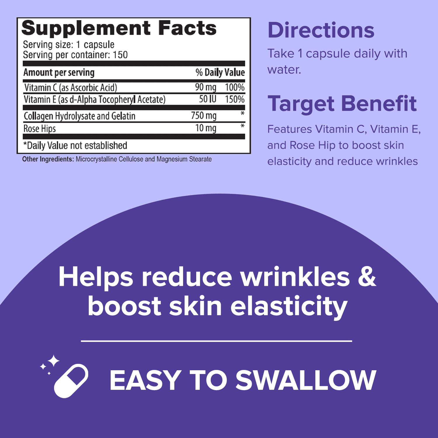 Collagen Pills with Vitamin C & E for Youthful Skin