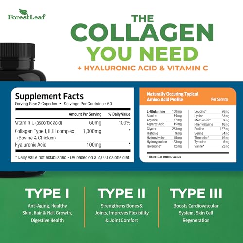 ForestLeaf Multi Collagen Pills with Hyaluronic Acid