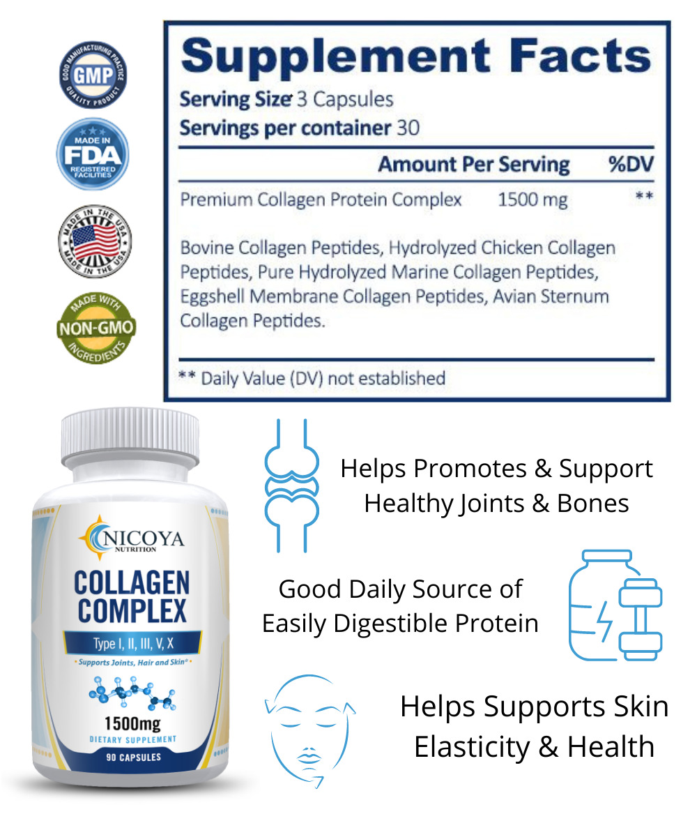 Hydrolyzed Collagen Peptides Anti-Aging Pills 1800mg