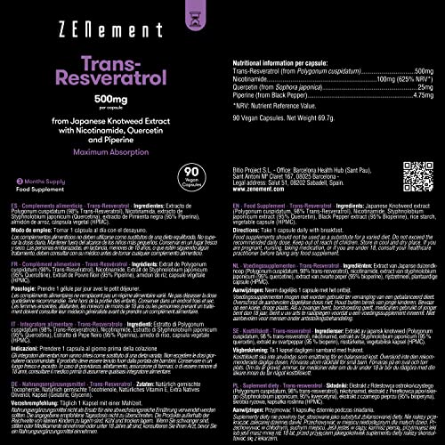 Trans-Resveratrol 500mg Capsules for Healthy Aging