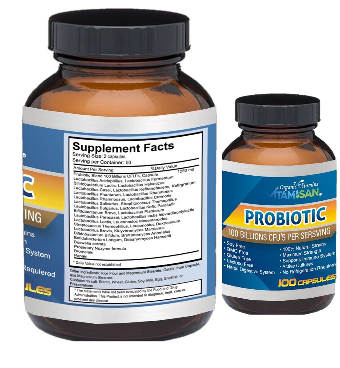 100 Billion CFU Probiotics for Digestive Health
