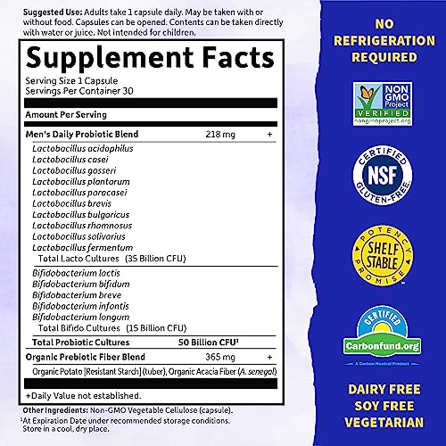 Daily Probiotic for Men, 50 Billion, 30 Caps