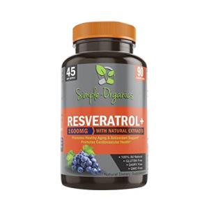 Simple-Organics Resveratrol 1600mg Anti-Aging Capsules